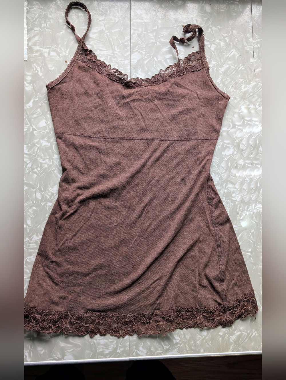 Maurices Lace-Trim Slip Chemise in Brown